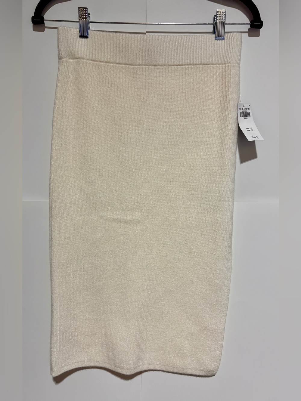 NWT Abercrombie Cream Ribbed Knit Midi Sweater Skirt Slit Pencil High Rise